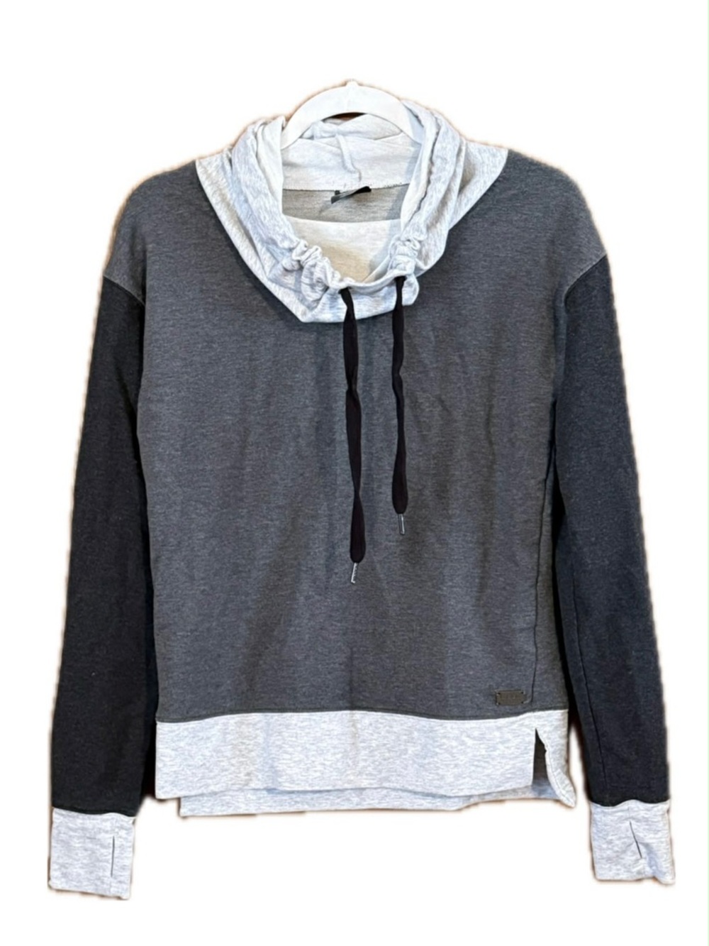 Layered Gray & Black Drawstring Hoodie